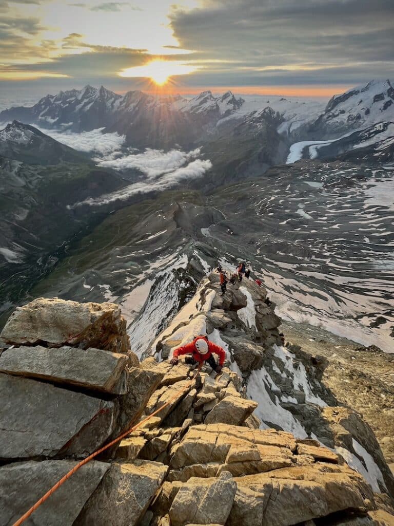 Kurz unterhalb der Schulter am Hörnligrat Matterhorn