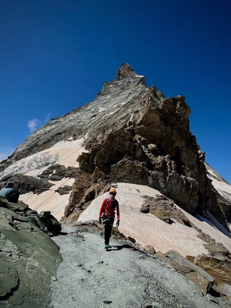 Kurz vor der Hörnlihütte im Abstieg vom Matterhorn Hörnligrat.