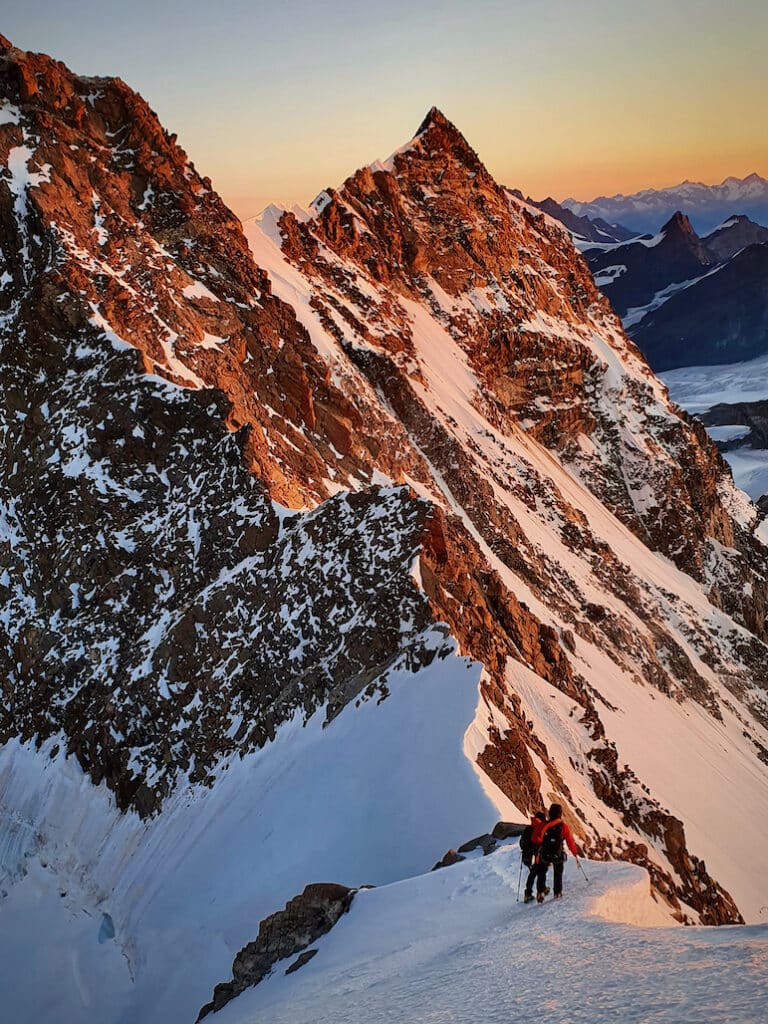 Am Grenzgrat zwischen Zumsteinspitze und Dufourspitze.